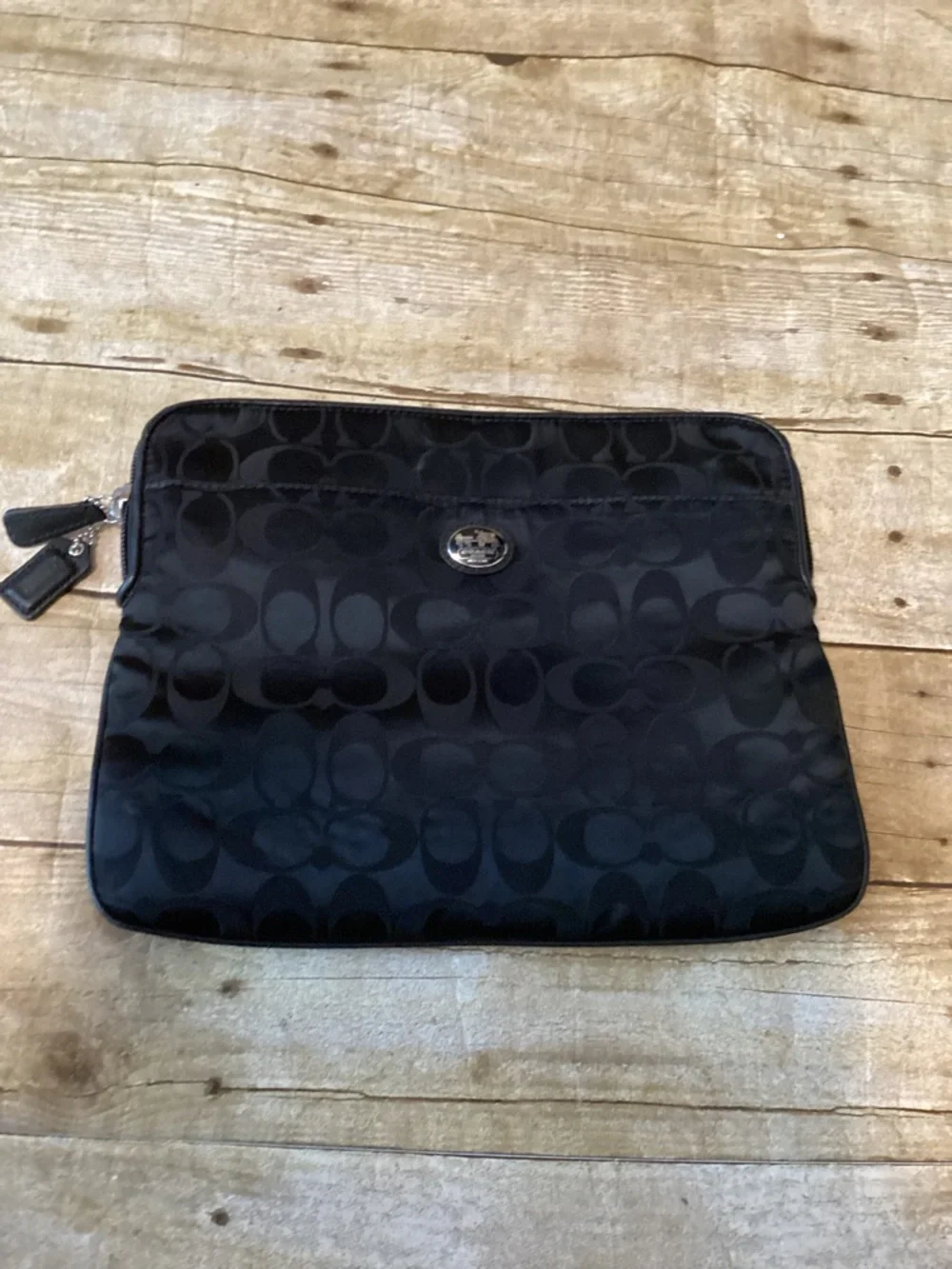 Coach Black Signature Tablet Sleeve